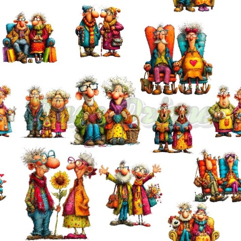 TKANINA DRUKOWANA BABCIA Z DZIADKIEM NR 28