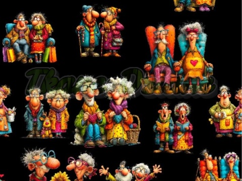 TKANINA DRUKOWANA BABCIA Z DZIADKIEM NR 29