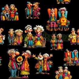 TKANINA DRUKOWANA BABCIA Z DZIADKIEM NR 29