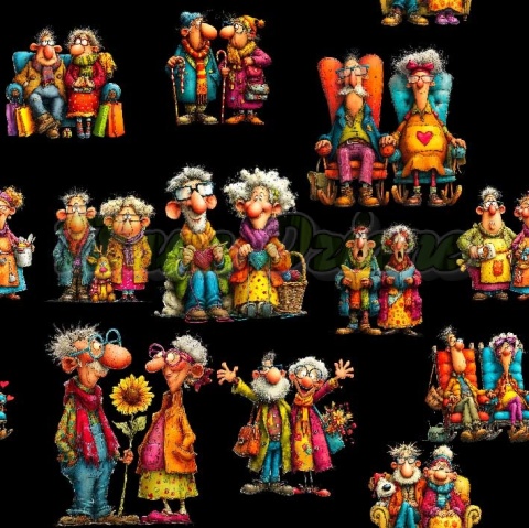 TKANINA DRUKOWANA BABCIA Z DZIADKIEM NR 29