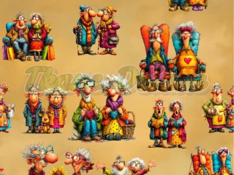 TKANINA DRUKOWANA BABCIA Z DZIADKIEM NR 26