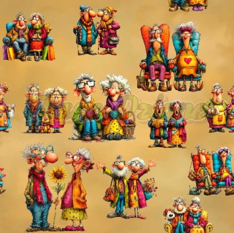 TKANINA DRUKOWANA BABCIA Z DZIADKIEM NR 26