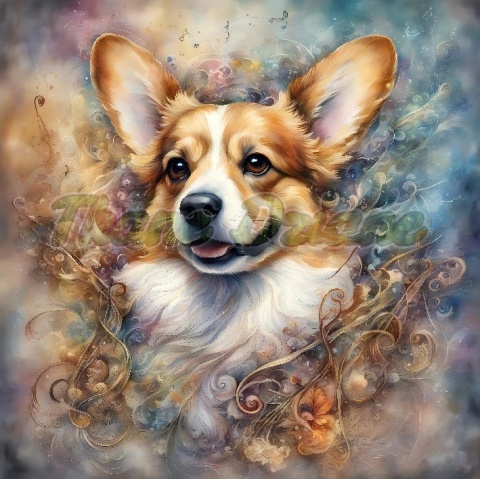 PANEL DRUKOWANY AKWARELOWE PSY -CORGI NR 137