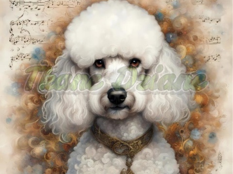 PANEL DRUKOWANY AKWARELOWE PSY - PUDEL BIAŁY NR 129