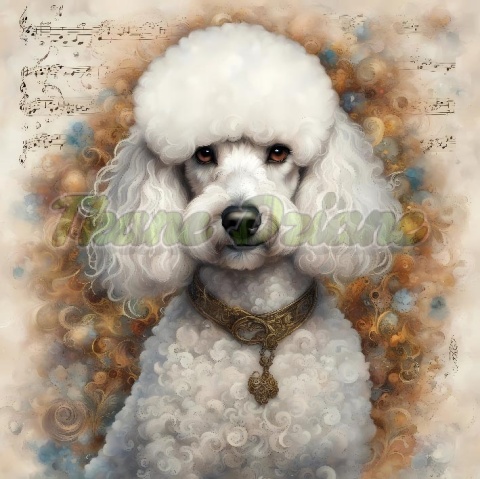 PANEL DRUKOWANY AKWARELOWE PSY - PUDEL BIAŁY NR 129