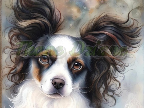 PANEL DRUKOWANY AKWARELOWE PSY - SPANIEL KONTYNENTALNY PHALENE NR 123