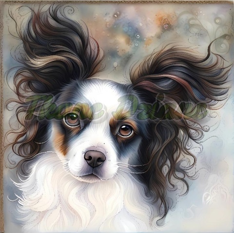 PANEL DRUKOWANY AKWARELOWE PSY - SPANIEL KONTYNENTALNY PHALENE NR 123