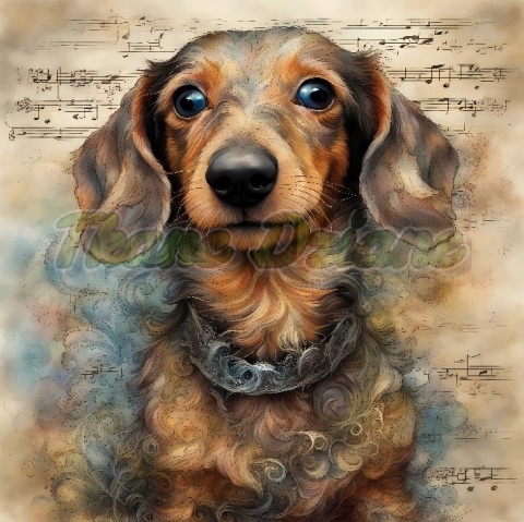 PANEL DRUKOWANY AKWARELOWE PSY - JAMNIK SZORSTKOWŁOSY NR 130