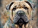 PANEL DRUKOWANY AKWARELOWE PSY - SHAR PEI NR 133