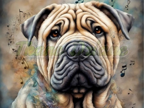 PANEL DRUKOWANY AKWARELOWE PSY - SHAR PEI NR 133