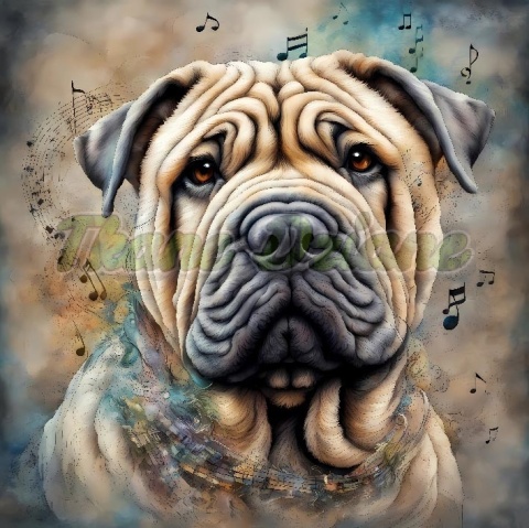 PANEL DRUKOWANY AKWARELOWE PSY - SHAR PEI NR 133