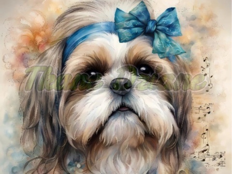 PANEL DRUKOWANY AKWARELOWE PSY - SHIH TZU NR 132
