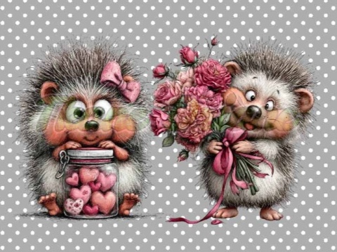 PANEL DRUKOWANY PROSTOKĄTNY POZIOMY/KOSMETYCZKA WALENTYNKOWY JEŻ NR 9