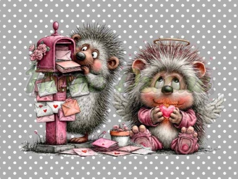 PANEL DRUKOWANY PROSTOKĄTNY POZIOMY/KOSMETYCZKA WALENTYNKOWY JEŻ NR 10