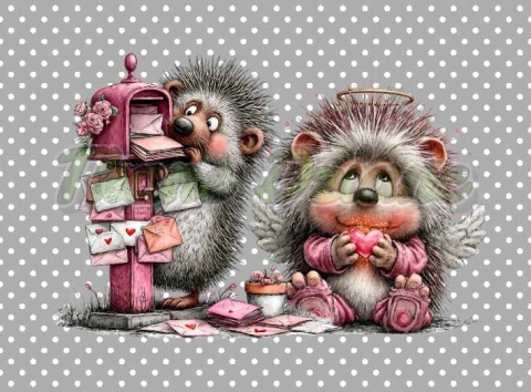 PANEL DRUKOWANY PROSTOKĄTNY POZIOMY/KOSMETYCZKA WALENTYNKOWY JEŻ NR 10