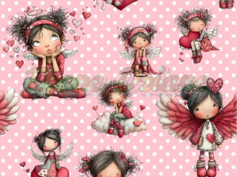 TKANINA DRUKOWANA WALENTYNKOWE DZIEWCZYNY TŁO GROSZKI BP NR 3