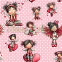 TKANINA DRUKOWANA WALENTYNKOWE DZIEWCZYNY TŁO GROSZKI BP NR 3