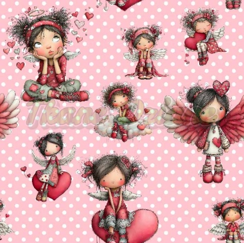 TKANINA DRUKOWANA WALENTYNKOWE DZIEWCZYNY TŁO GROSZKI BP NR 3