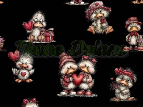 TKANINA DRUKOWANA WALENTYNKOWE KACZORY TŁO CZ NR 13