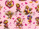 TKANINA DRUKOWANA WALENTYNKOWE KACZORY TŁO GROSZKI BP NR 5