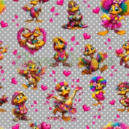 TKANINA DRUKOWANA WALENTYNKOWE KACZORY TŁO SZ NR 6