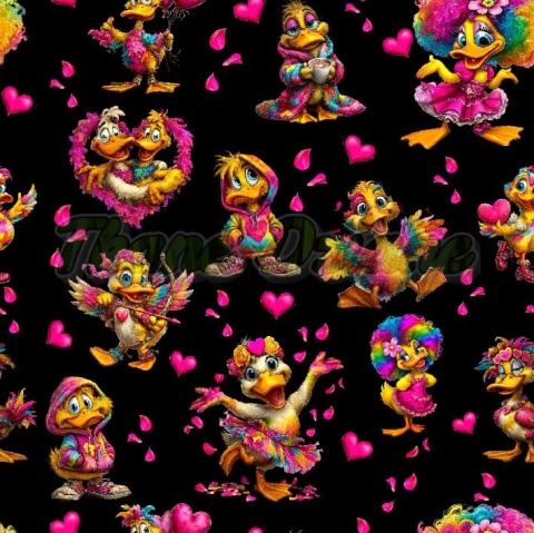 TKANINA DRUKOWANA WALENTYNKOWE KACZORY TŁO CZ NR 8