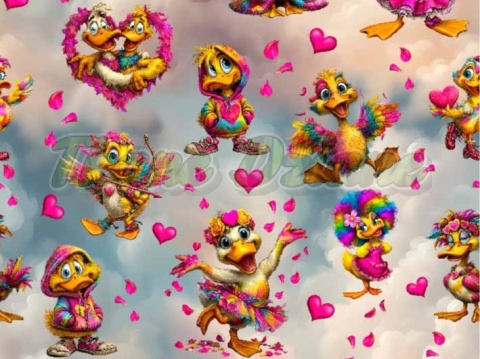 TKANINA DRUKOWANA WALENTYNKOWE KACZORY NR 4