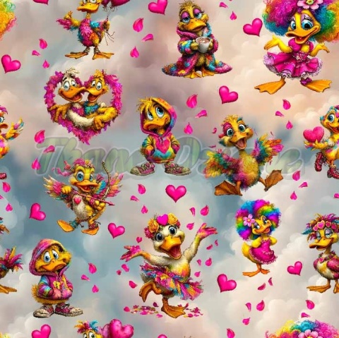 TKANINA DRUKOWANA WALENTYNKOWE KACZORY NR 4