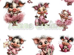 TKANINA DRUKOWANA WALENTYNKOWE ŚWINKI NR 8