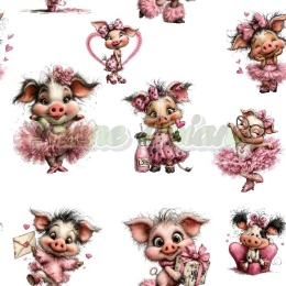 TKANINA DRUKOWANA WALENTYNKOWE ŚWINKI NR 8