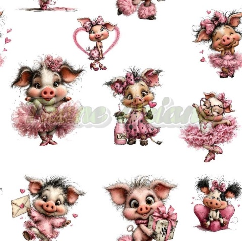 TKANINA DRUKOWANA WALENTYNKOWE ŚWINKI NR 8