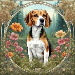 PANEL DRUKOWANY ART NOUVEAU-PIES BEAGLE NR 73
