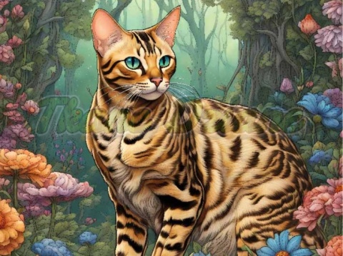 PANEL DRUKOWANY ART NOUVEAU- KOT BRYTYJSKI BENGALSKI NR 70