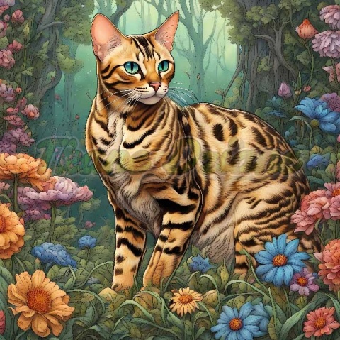 PANEL DRUKOWANY ART NOUVEAU- KOT BRYTYJSKI BENGALSKI NR 70