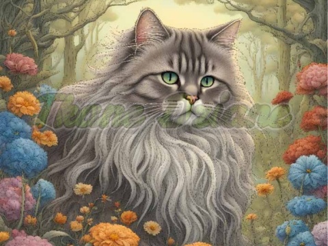 PANEL DRUKOWANY ART NOUVEAU- KOT BRYTYJSKI DŁUGOWŁOSY NR 68