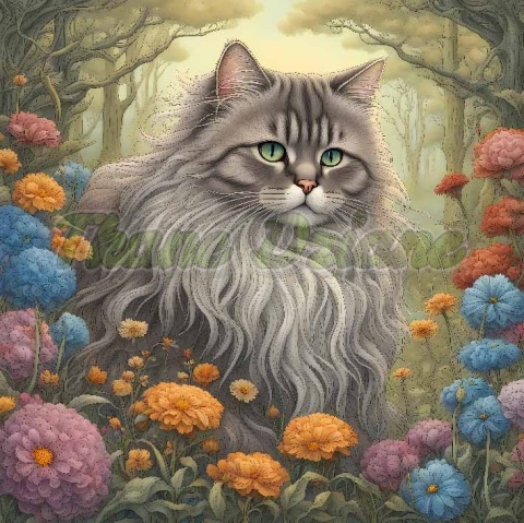 PANEL DRUKOWANY ART NOUVEAU- KOT BRYTYJSKI DŁUGOWŁOSY NR 68