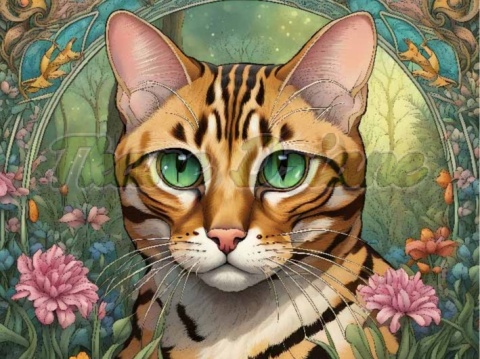 PANEL DRUKOWANY ART NOUVEAU- KOT BRYTYJSKI BENGALSKI NR 69