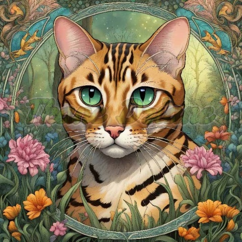 PANEL DRUKOWANY ART NOUVEAU- KOT BRYTYJSKI BENGALSKI NR 69