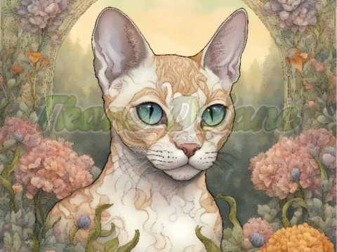 PANEL DRUKOWANY ART NOUVEAU- KOT DEVON REX NR 53