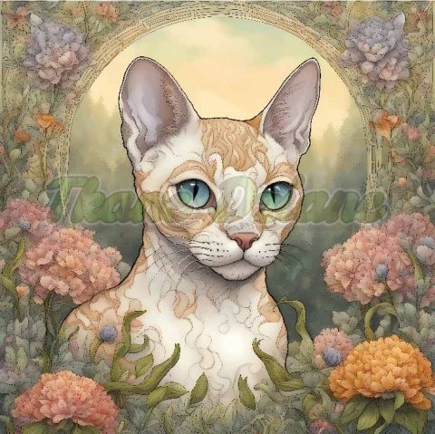 PANEL DRUKOWANY ART NOUVEAU- KOT DEVON REX NR 53
