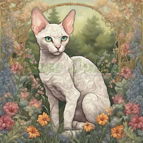 PANEL DRUKOWANY ART NOUVEAU- KOT DEVON REX NR 54