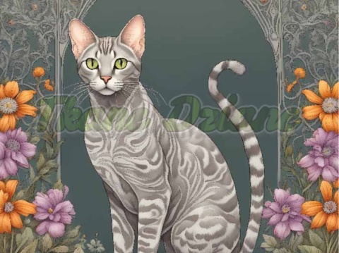 PANEL DRUKOWANY ART NOUVEAU- KOT GRAY OCICAT NR 56