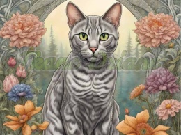 PANEL DRUKOWANY ART NOUVEAU- KOT GRAY OCICAT NR 55