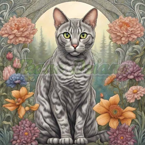 PANEL DRUKOWANY ART NOUVEAU- KOT GRAY OCICAT NR 55