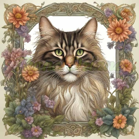 PANEL DRUKOWANY ART NOUVEAU- KOT NORWESKI LEŚNY NR 59