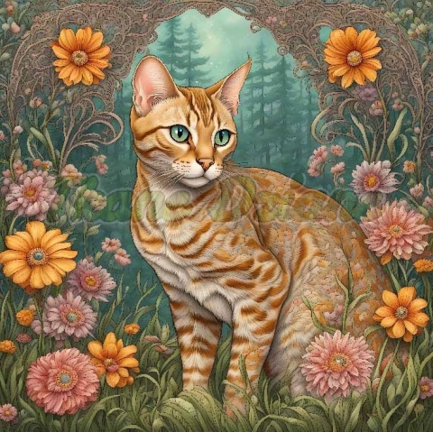 PANEL DRUKOWANY ART NOUVEAU- KOT OCICAT NR 61