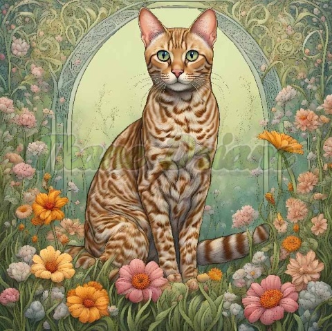 PANEL DRUKOWANY ART NOUVEAU- KOT OCICAT NR 62