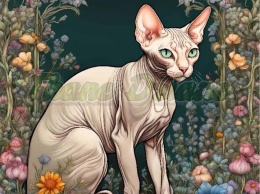 PANEL DRUKOWANY ART NOUVEAU- KOT SPHYNX NR 66