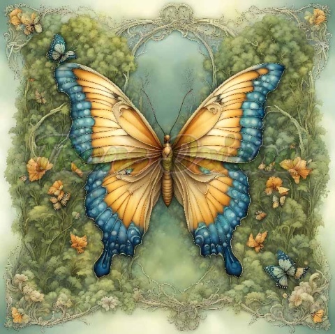 PANEL DRUKOWANY ART NOUVEAU- MOTYL NR 48