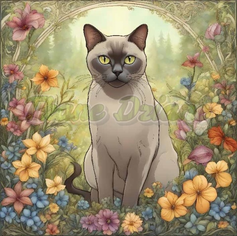 PANEL DRUKOWANY ART NOUVEAU- KOT BURMAŃSKI NR 51